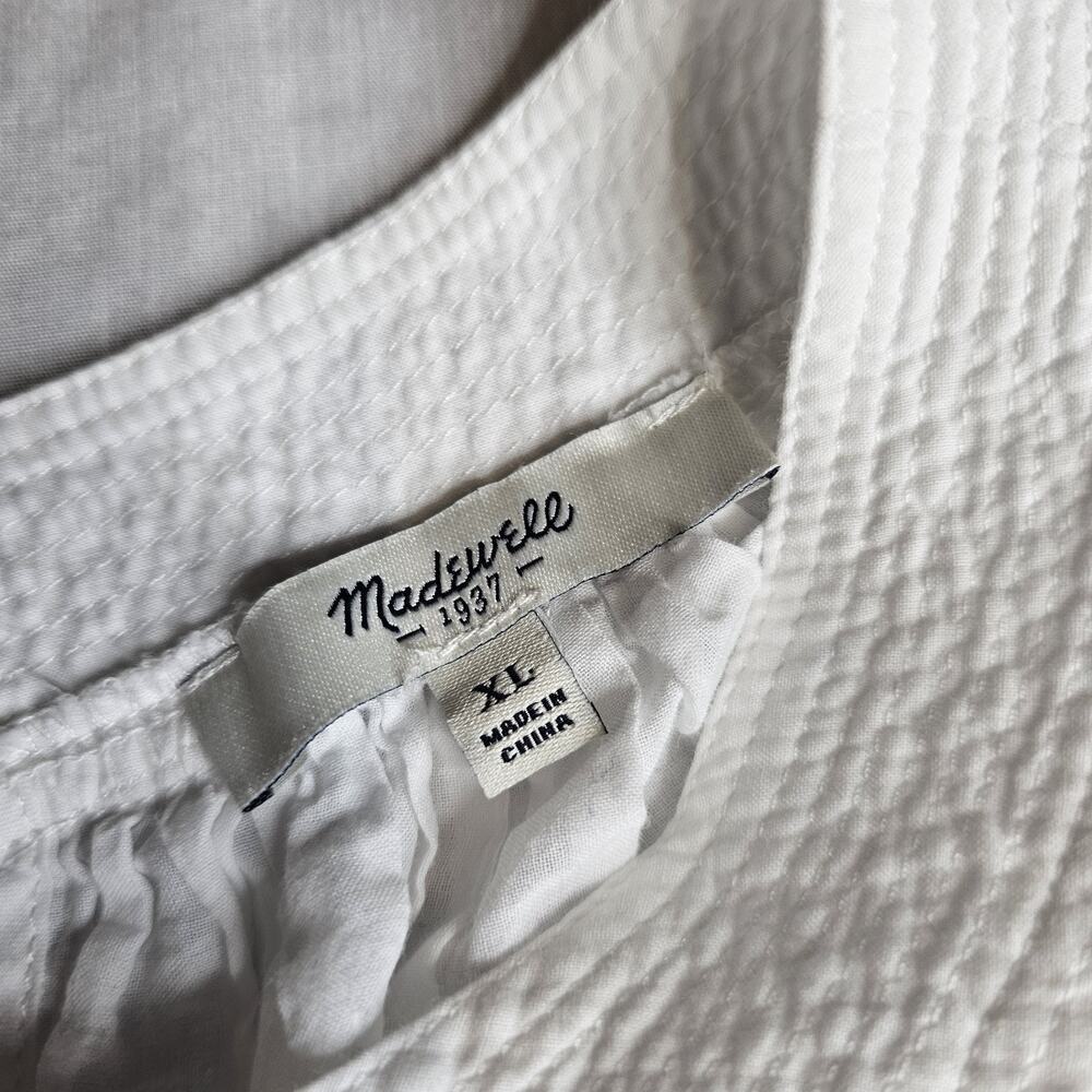Madewell White Lace Hem Blouse Women's Size Xl Cap Sleeves Dainty Cottage Praire - Picture 5 of 9
